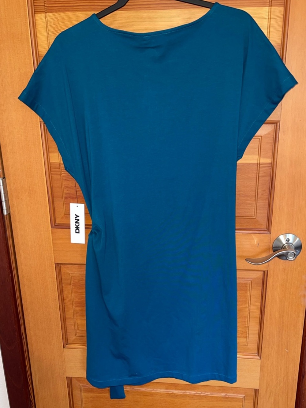 DKNY Teal Knot-Side Wrap Shift Dress.  Women’s L.  NWT. - Picture 6 of 9